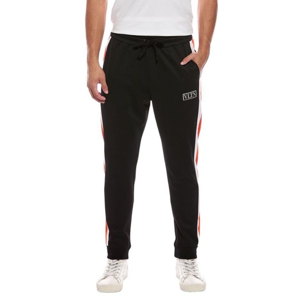 Valentino Mens  Stripe Pant, Black